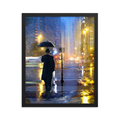 Downtown im Regen - Poster im Rahmen Kuratoren von artlia schwarz / 41x51 cm artlia