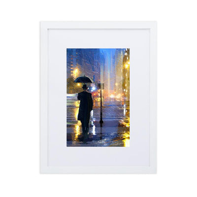 Downtown im Regen - Poster im Rahmen mit Passepartout Kuratoren von artlia weiß / 30×40 cm artlia