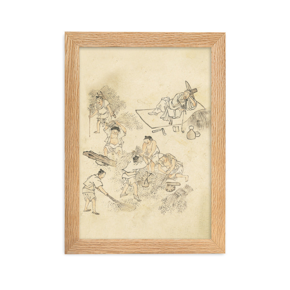 Dreschen, Kim Hong-do - Poster im Rahmen Hong-do Kim Oak / 21×30 cm artlia