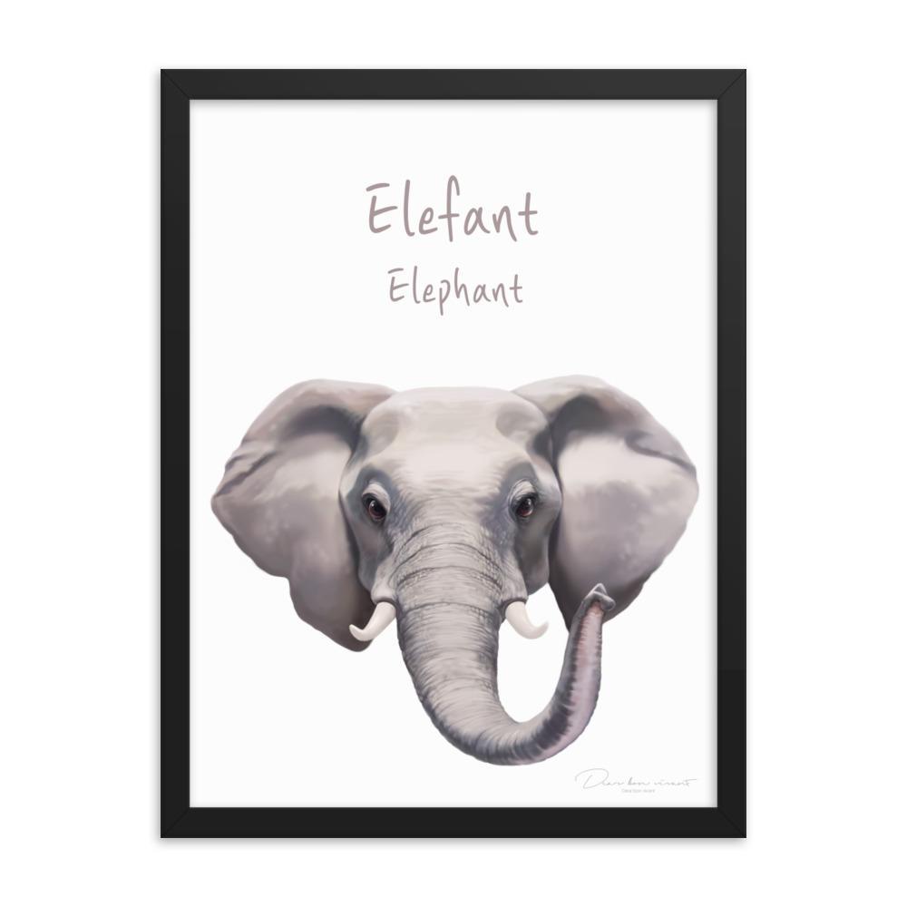 Elefant - Poster im Rahmen dear.bon.vivant schwarz / 30x41 cm artlia