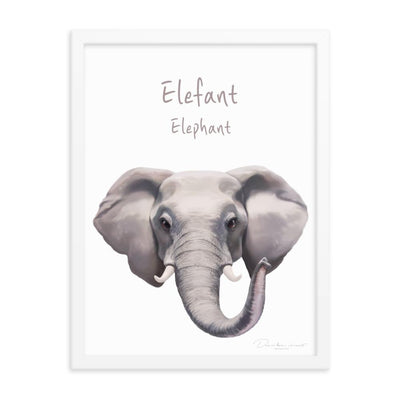 Elefant - Poster im Rahmen dear.bon.vivant weiß / 30x41 cm artlia