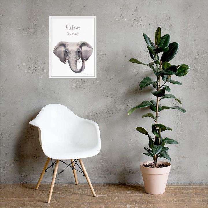 Elefant - Poster im Rahmen dear.bon.vivant weiß / 46x61 cm artlia