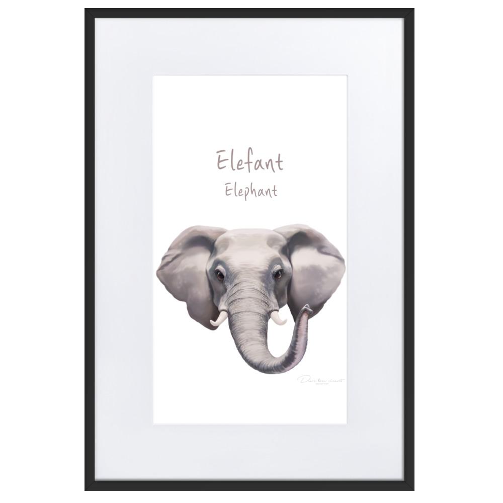Elefant - Poster im Rahmen mit Passepartout dear.bon.vivant artlia