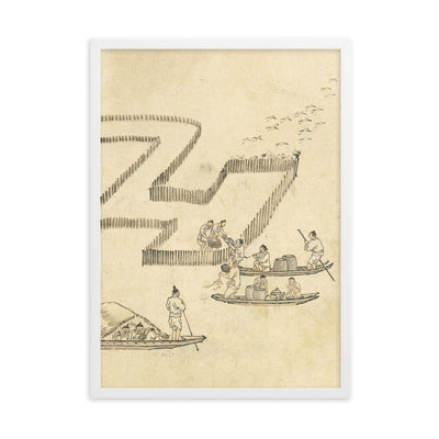 Fischfang, Kim Hong-do - Poster im Rahmen Hong-do Kim Weiß / 50×70 cm artlia