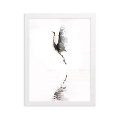 fliegender Kranich - Poster im Rahmen Kuratoren von artlia Weiß / 30×40 cm artlia