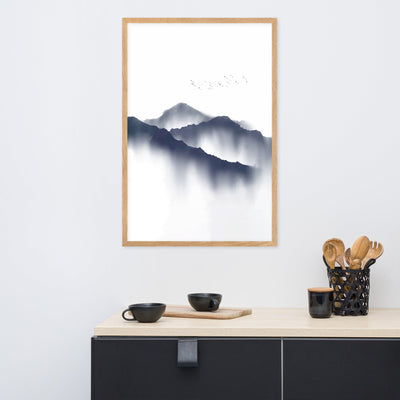 Foggy Mountains neblige Berge - Poster im Rahmen artlia artlia