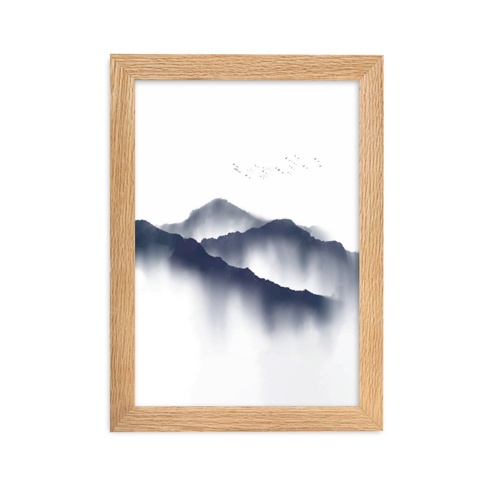 Foggy Mountains neblige Berge - Poster im Rahmen artlia Oak / 21×30 cm artlia