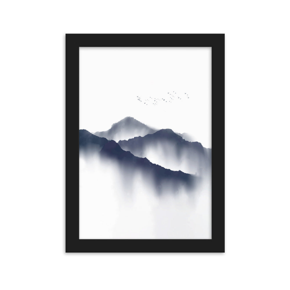 Foggy Mountains neblige Berge - Poster im Rahmen artlia Schwarz / 21×30 cm artlia
