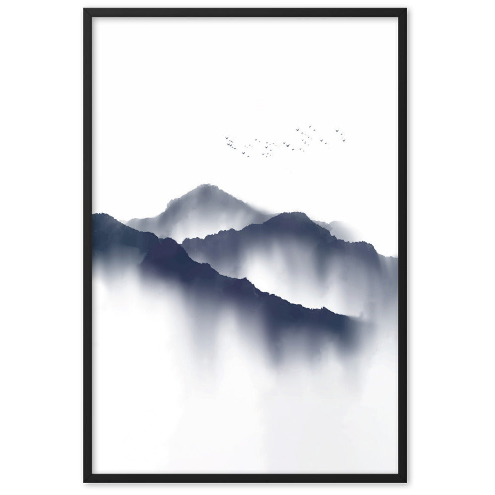 Foggy Mountains neblige Berge - Poster im Rahmen artlia Schwarz / 61×91 cm artlia