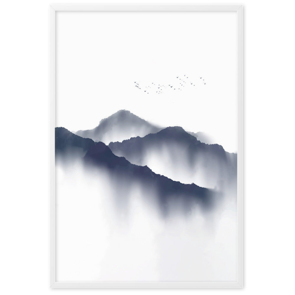 Foggy Mountains neblige Berge - Poster im Rahmen artlia Weiß / 61×91 cm artlia