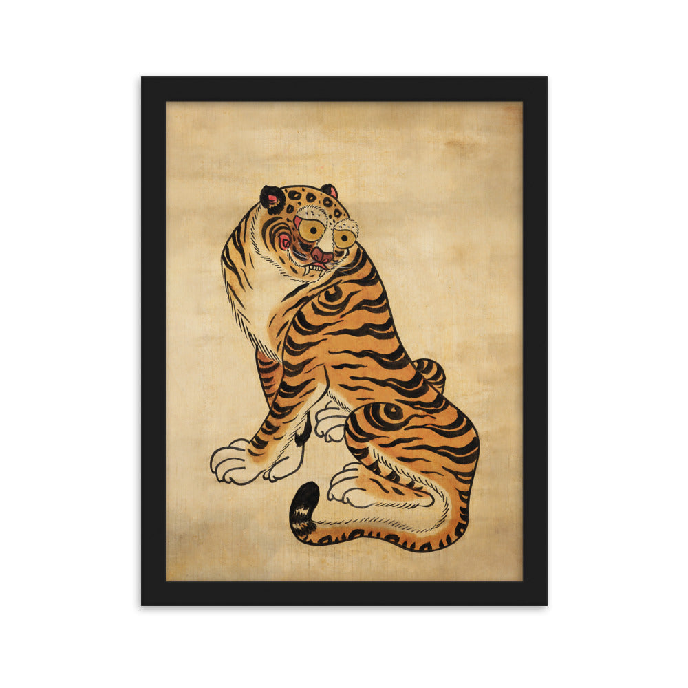 freundlicher Tiger - Poster im Rahmen Kuratoren von artlia Schwarz / 30×40 cm artlia