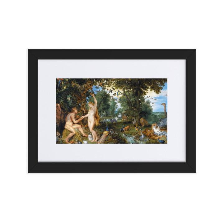 Garden of Eden - Poster im Rahmen mit Passepartout Peter Paul Rubens Schwarz / 21×30 cm artlia