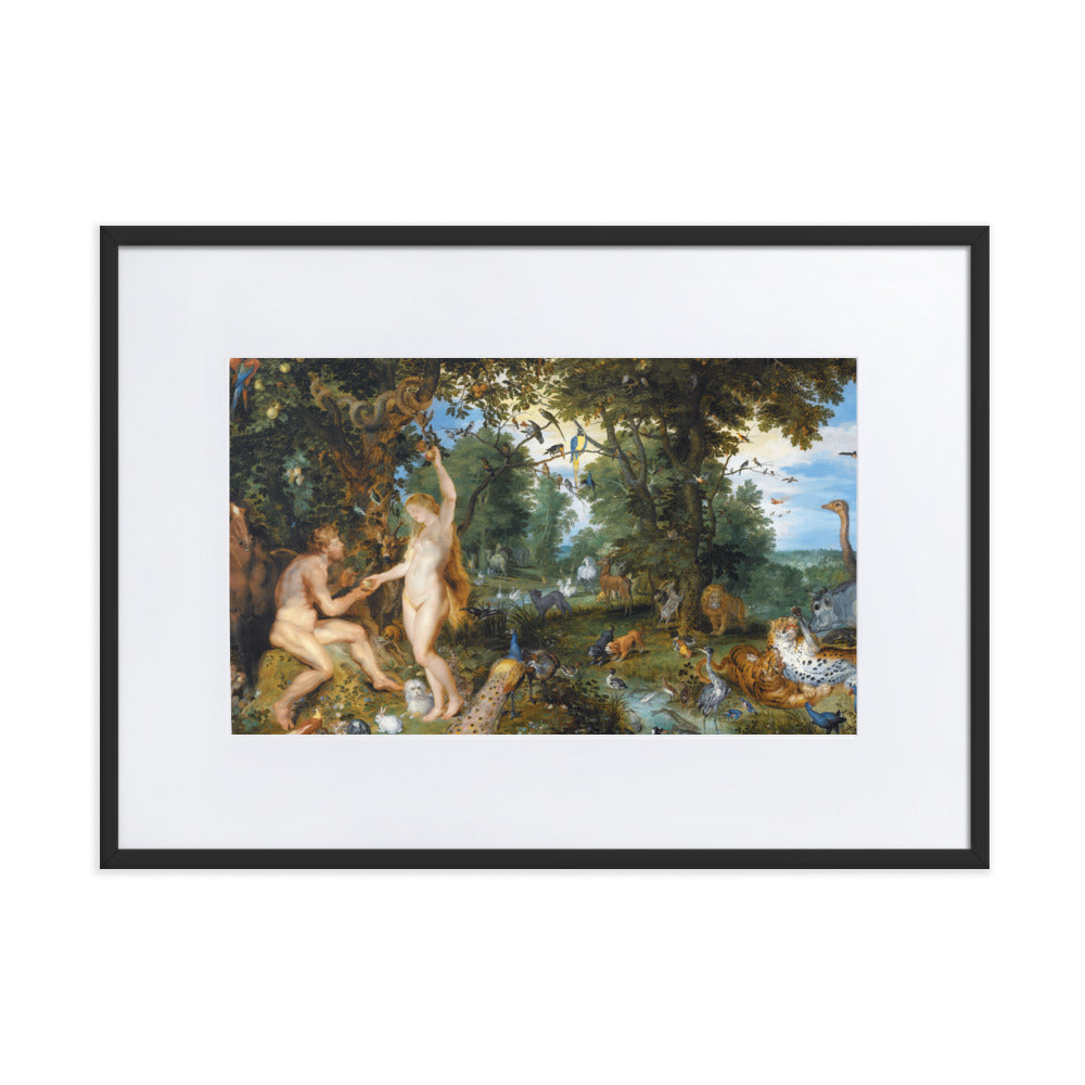 Garden of Eden - Poster im Rahmen mit Passepartout Peter Paul Rubens Schwarz / 50×70 cm artlia