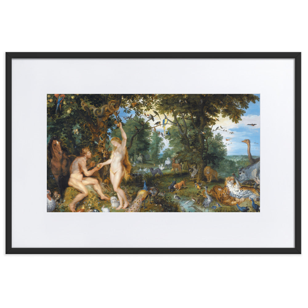 Garden of Eden - Poster im Rahmen mit Passepartout Peter Paul Rubens Schwarz / 61×91 cm artlia