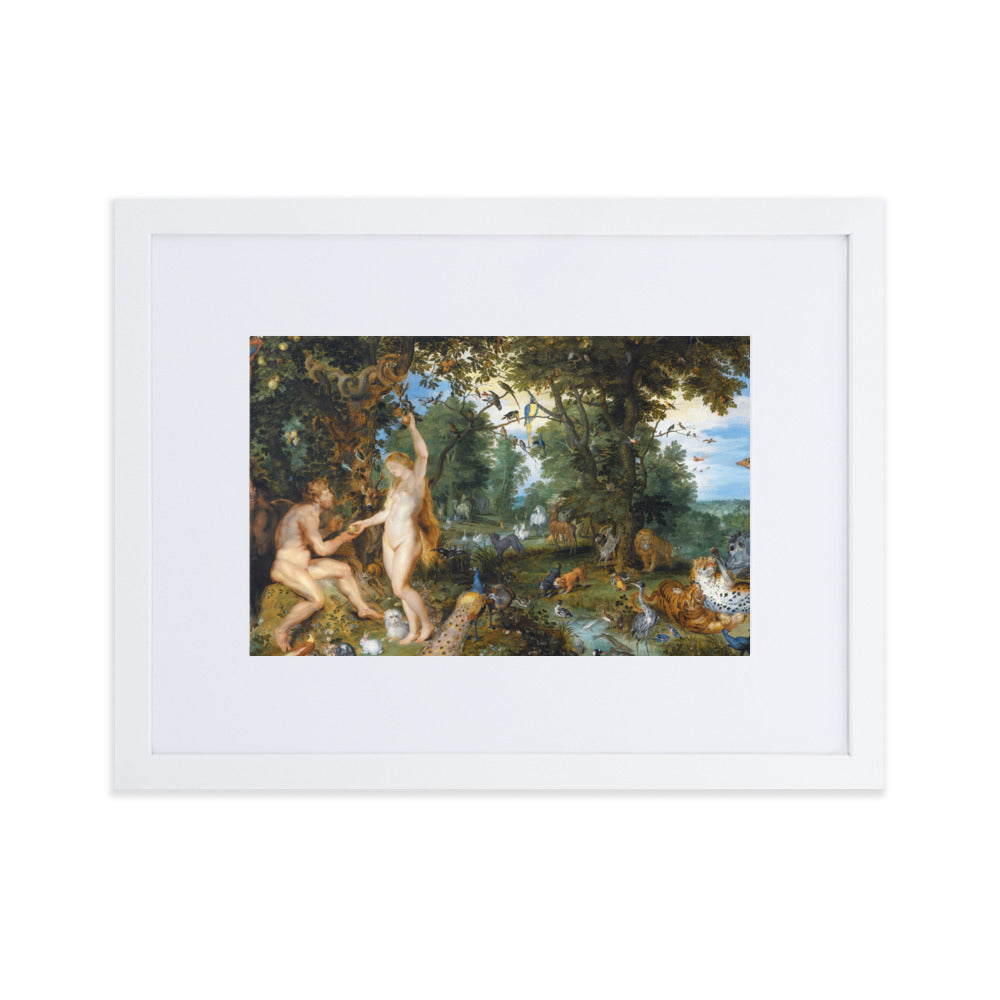 Garden of Eden - Poster im Rahmen mit Passepartout Peter Paul Rubens Weiß / 30×40 cm artlia