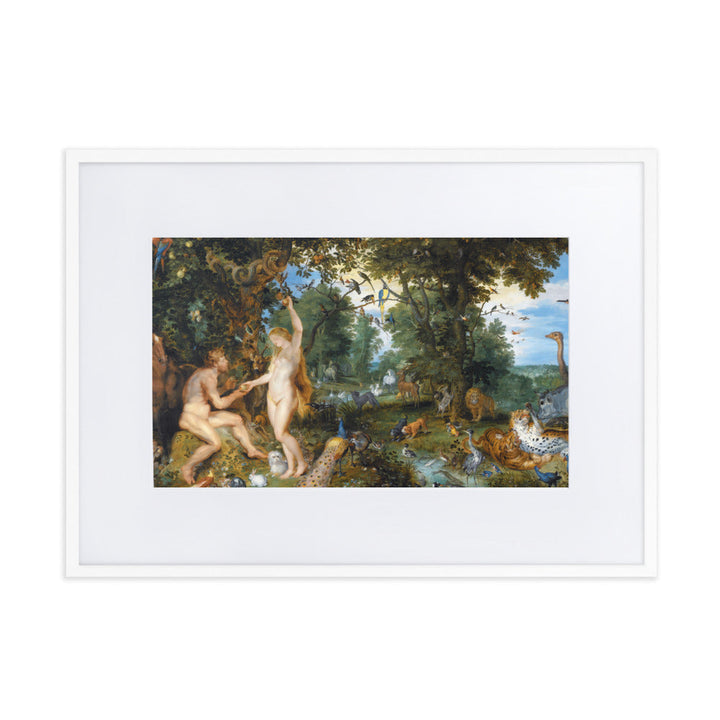 Garden of Eden - Poster im Rahmen mit Passepartout Peter Paul Rubens Weiß / 50×70 cm artlia