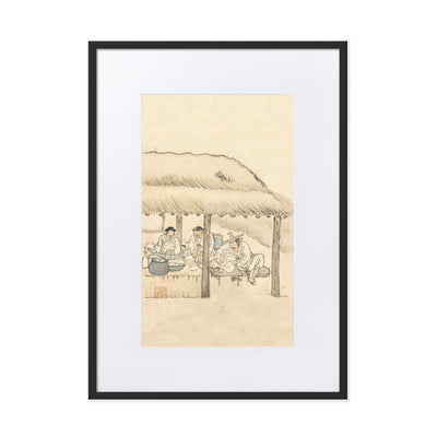 Gasthaus, Kim Hong-do - Poster im Rahmen mit Passepartout Hong-do Kim Schwarz / 50×70 cm artlia