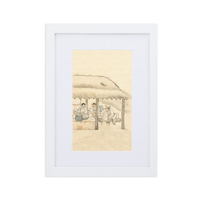 Gasthaus, Kim Hong-do - Poster im Rahmen mit Passepartout Hong-do Kim Weiß / 21×30 cm artlia