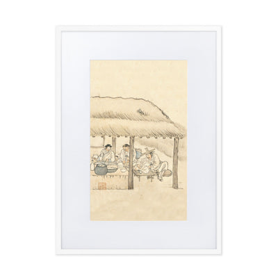 Gasthaus, Kim Hong-do - Poster im Rahmen mit Passepartout Hong-do Kim Weiß / 50×70 cm artlia