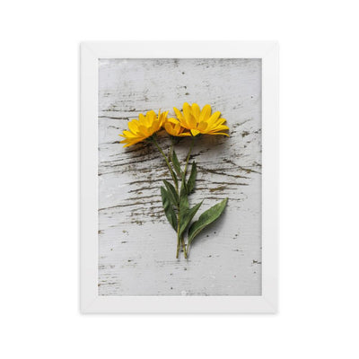 gelbe Blumen Yellow Flowers 6 - Poster im Rahmen artlia Weiß / 21×30 cm artlia