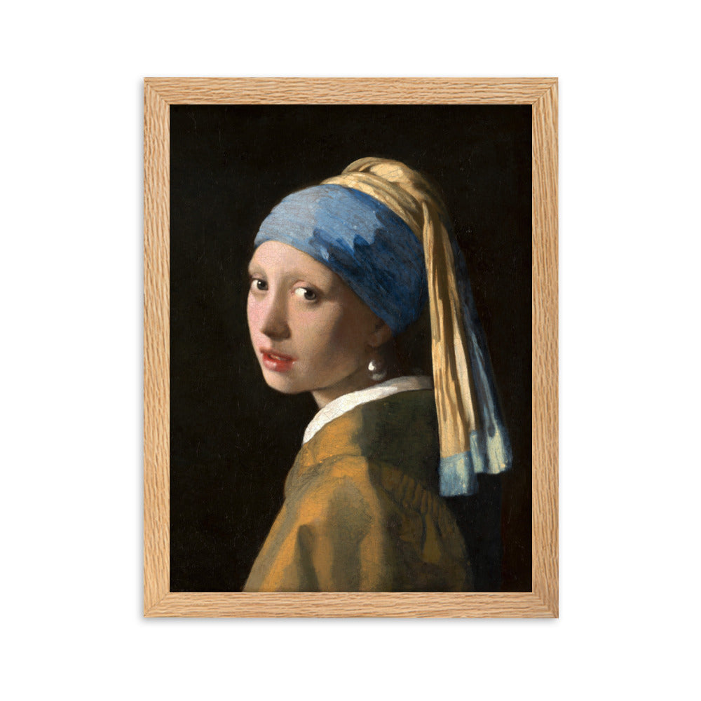 Girl with a Pearl Earring - Poster im Rahmen Johannes Vermeer Oak / 30×40 cm artlia