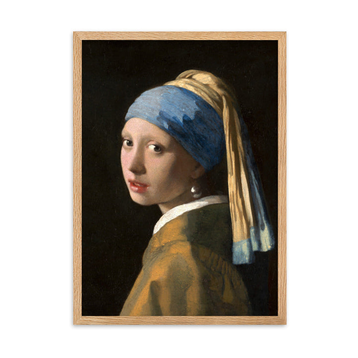 Girl with a Pearl Earring - Poster im Rahmen Johannes Vermeer Oak / 50×70 cm artlia