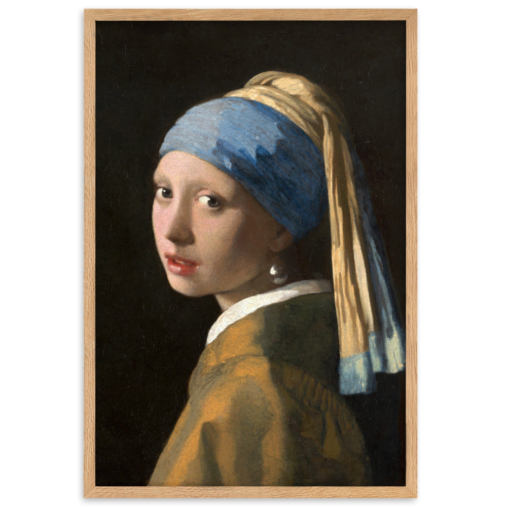 Girl with a Pearl Earring - Poster im Rahmen Johannes Vermeer Oak / 61×91 cm artlia