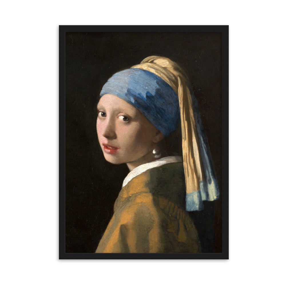 Girl with a Pearl Earring - Poster im Rahmen Johannes Vermeer Schwarz / 50×70 cm artlia