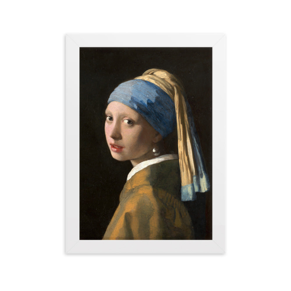 Girl with a Pearl Earring - Poster im Rahmen Johannes Vermeer Weiß / 21×30 cm artlia