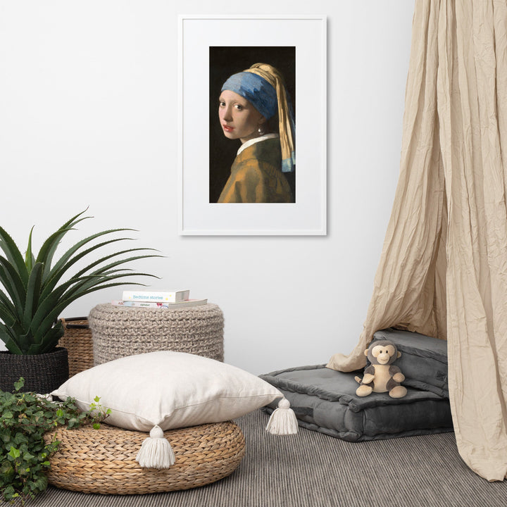 Girl with a Pearl Earring - Poster im Rahmen mit Passepartout Johannes Vermeer artlia