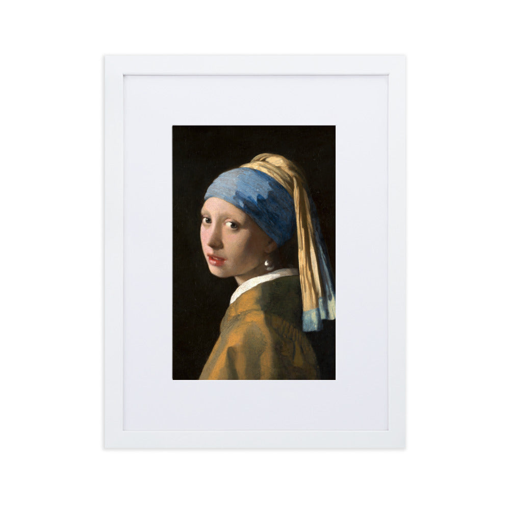 Girl with a Pearl Earring - Poster im Rahmen mit Passepartout Johannes Vermeer Weiß / 30×40 cm artlia