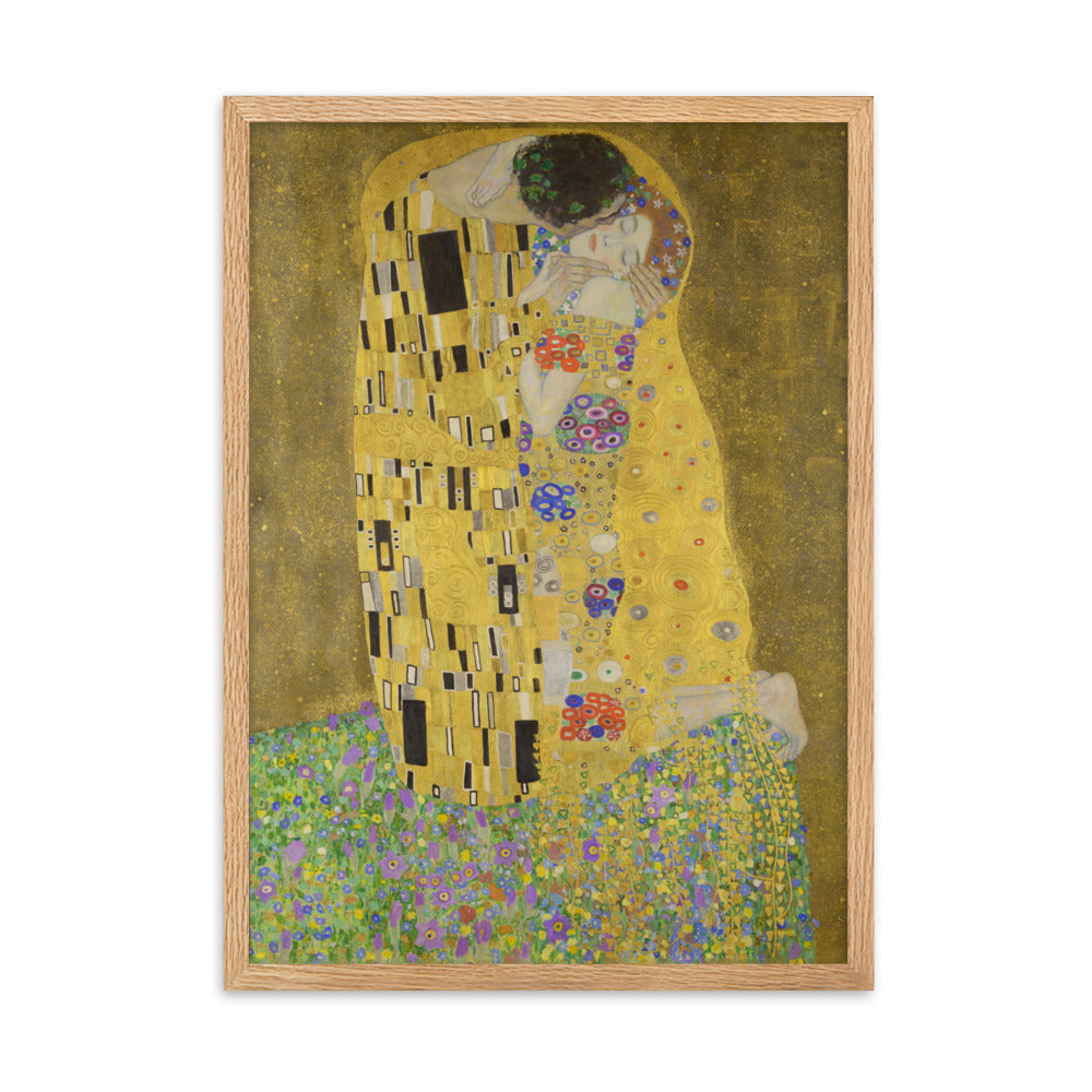 Gustav Klimt, Der Kuss - Poster im Rahmen Gustav Klimt Oak / 50×70 cm artlia