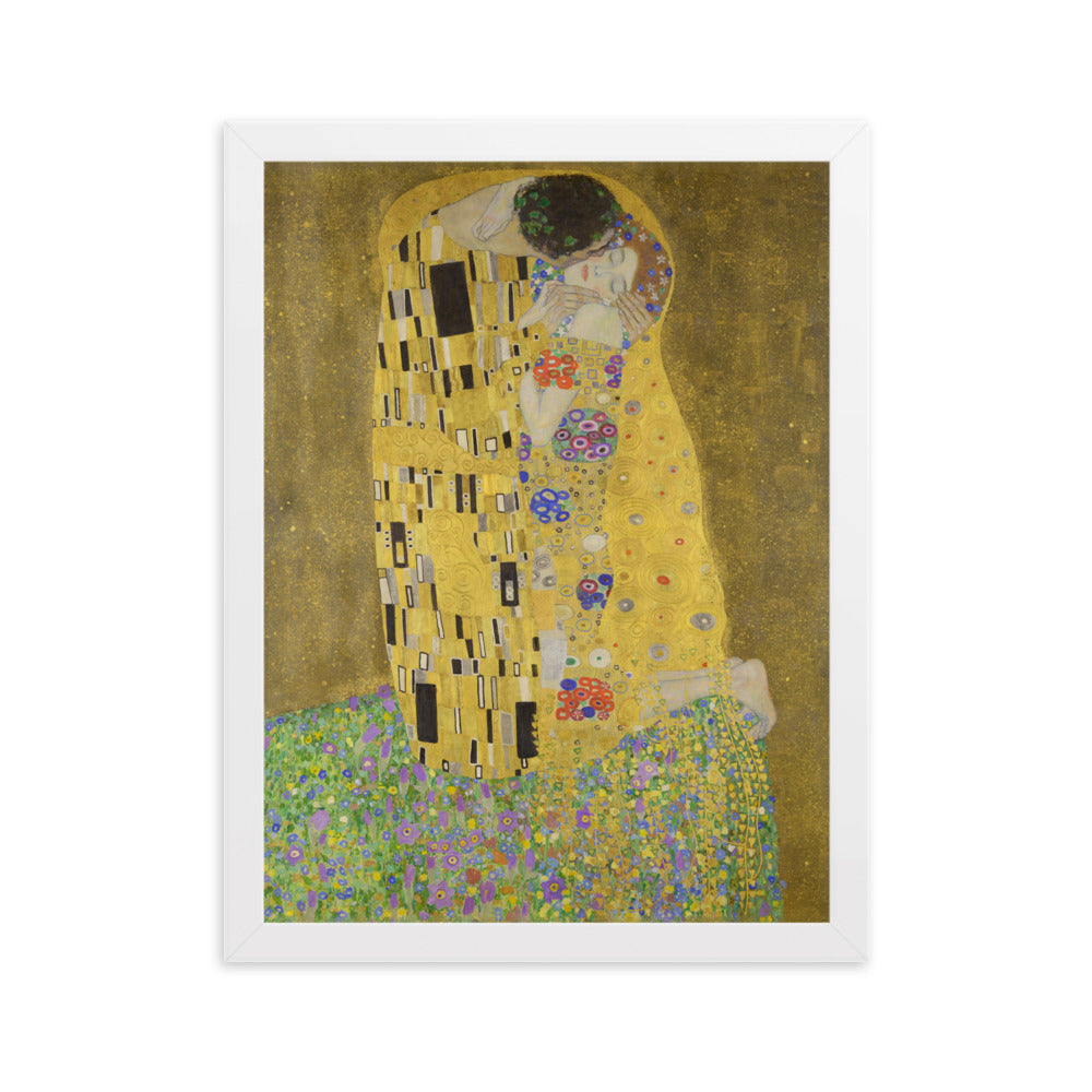 Gustav Klimt, Der Kuss - Poster im Rahmen Gustav Klimt Weiß / 30×40 cm artlia