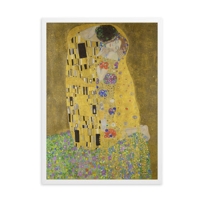 Gustav Klimt, Der Kuss - Poster im Rahmen Gustav Klimt Weiß / 50×70 cm artlia