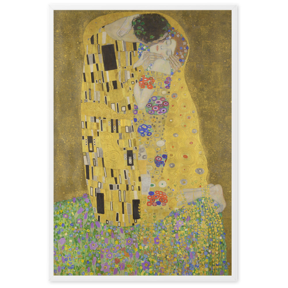 Gustav Klimt, Der Kuss - Poster im Rahmen Gustav Klimt Weiß / 61×91 cm artlia