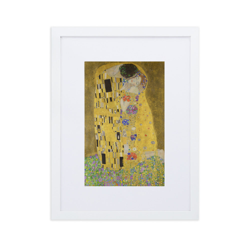 Gustav Klimt, Der Kuss - Poster im Rahmen mit Passepartout Gustav Klimt Weiß / 30×40 cm artlia