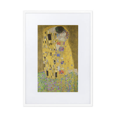 Gustav Klimt, Der Kuss - Poster im Rahmen mit Passepartout Gustav Klimt Weiß / 50×70 cm artlia