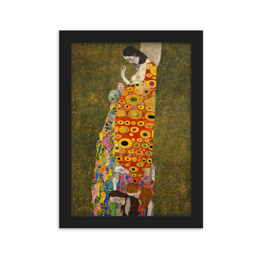 Gustav Klimt, Hope II - Poster im Rahmen Gustav Klimt Schwarz / 21×30 cm artlia