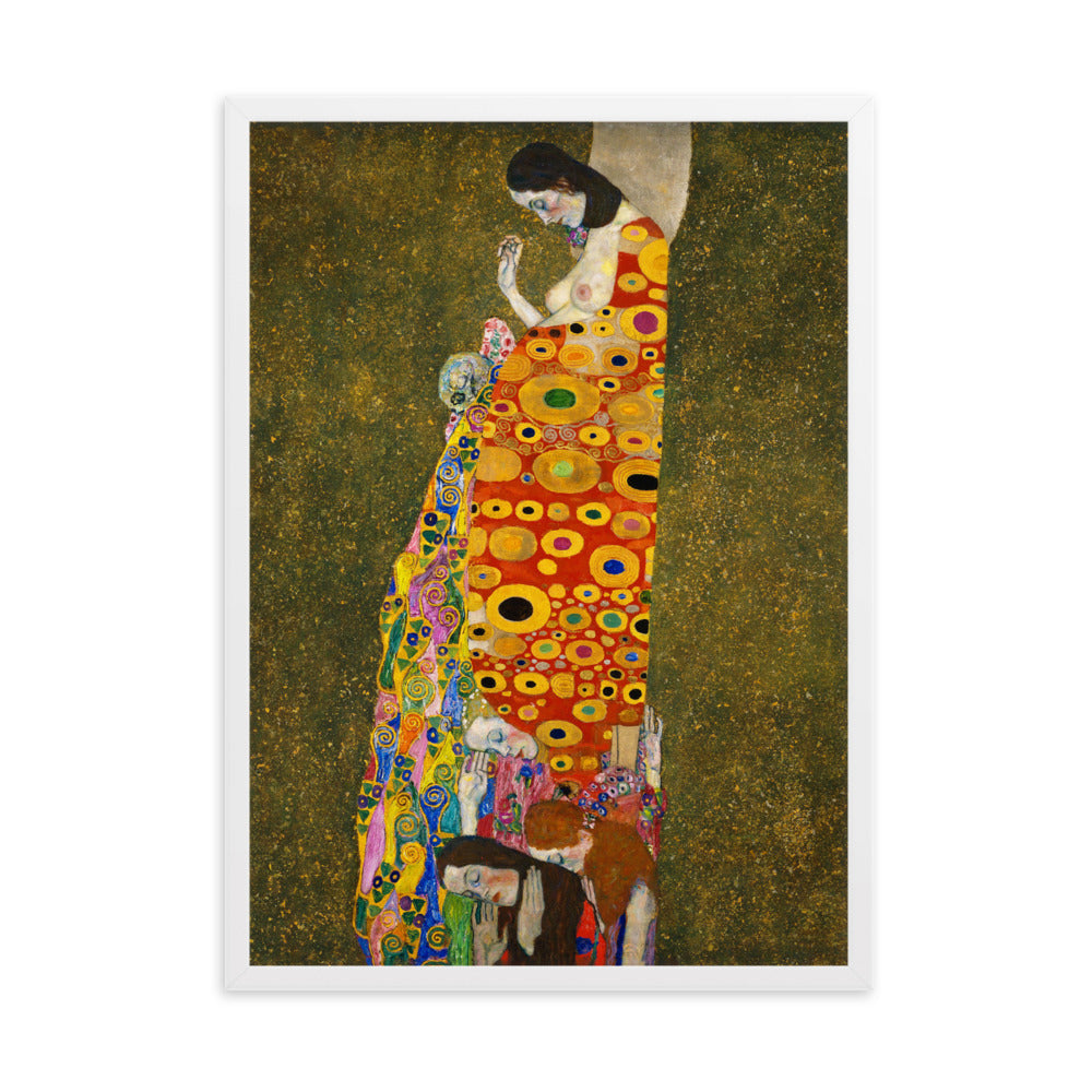 Gustav Klimt, Hope II - Poster im Rahmen Gustav Klimt Weiß / 50×70 cm artlia