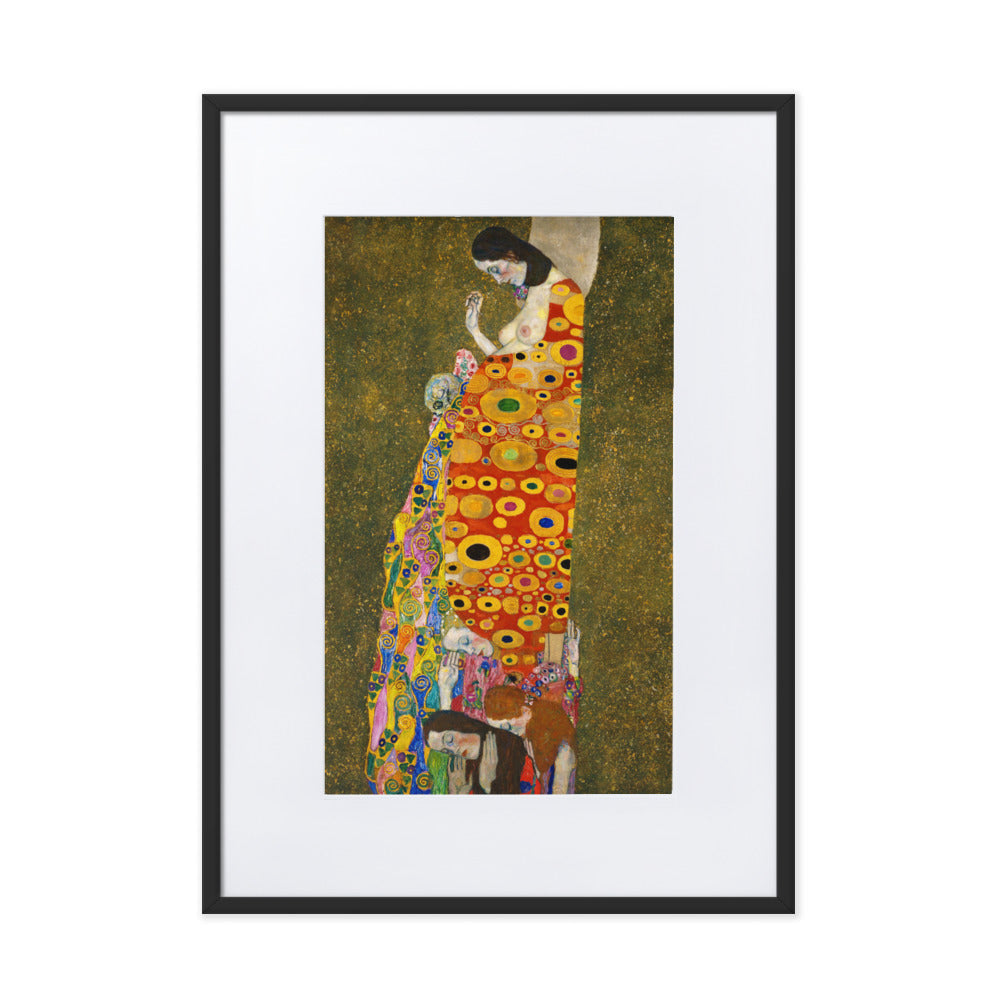 Gustav Klimt, Hope II - Poster im Rahmen mit Passepartout Gustav Klimt Schwarz / 50×70 cm artlia