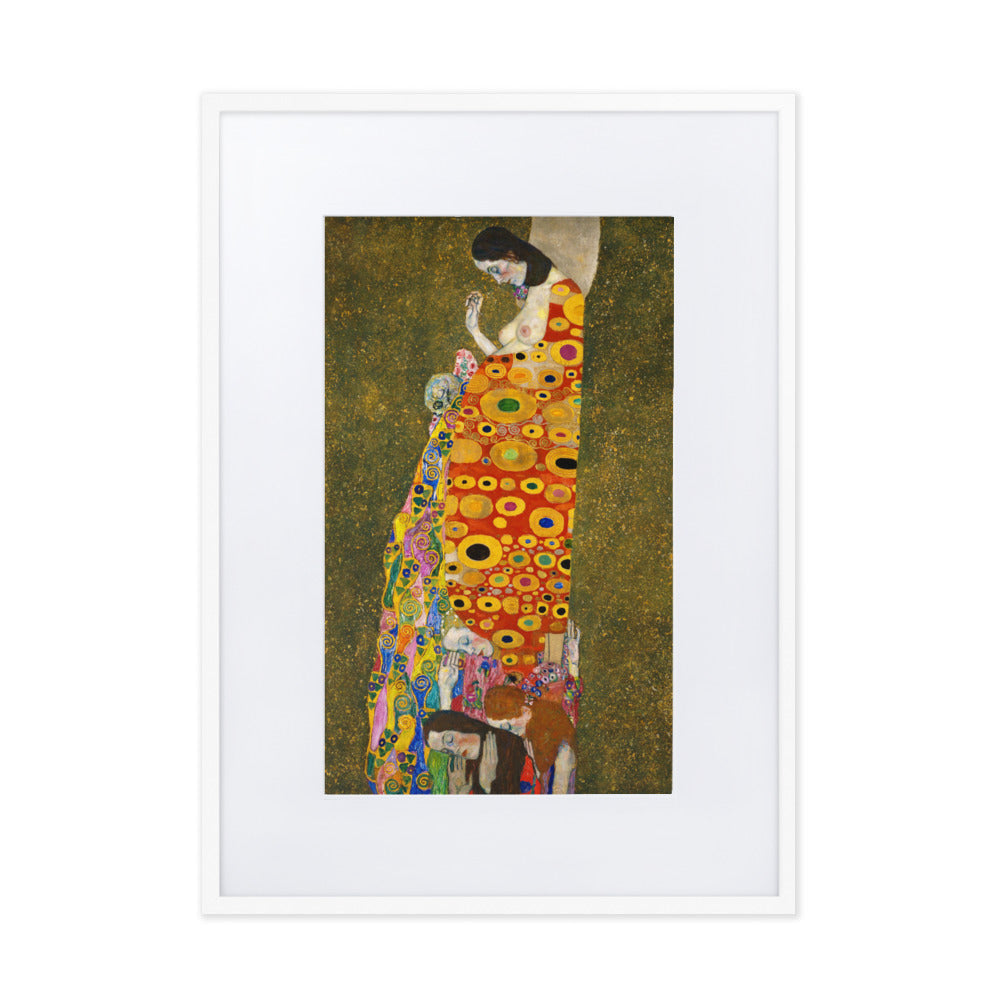 Gustav Klimt, Hope II - Poster im Rahmen mit Passepartout Gustav Klimt Weiß / 50×70 cm artlia