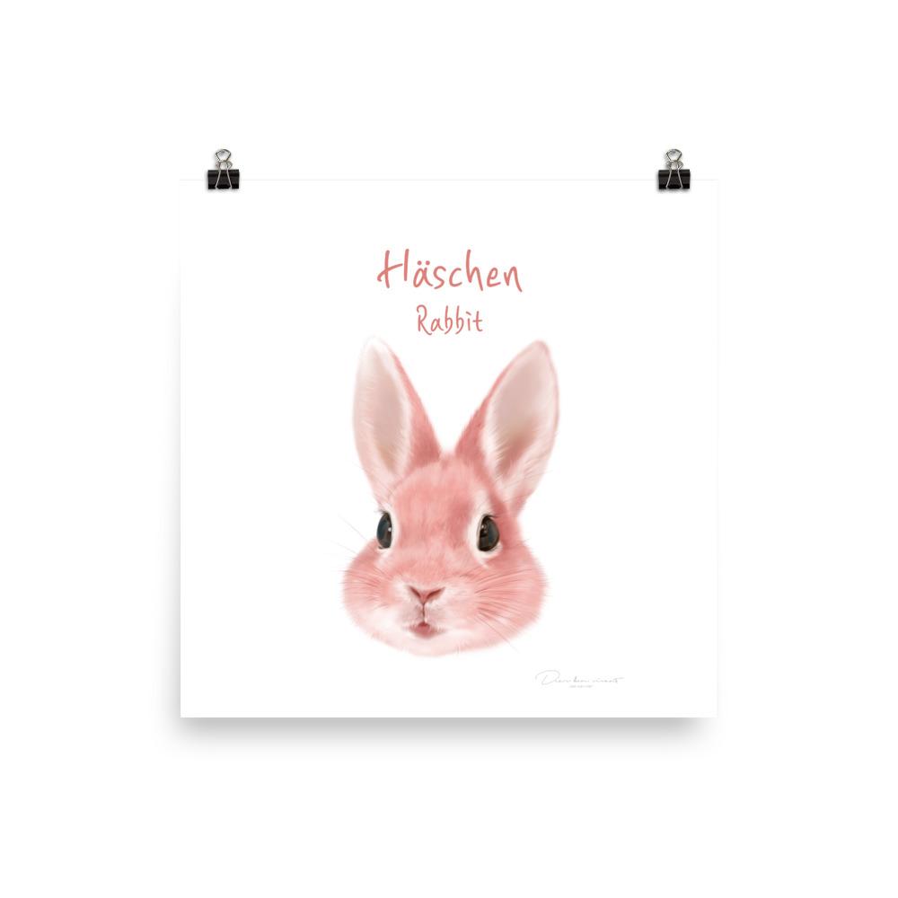 Häschen - Tier Poster für Kinder dear.bon.vivant 25x25 cm artlia