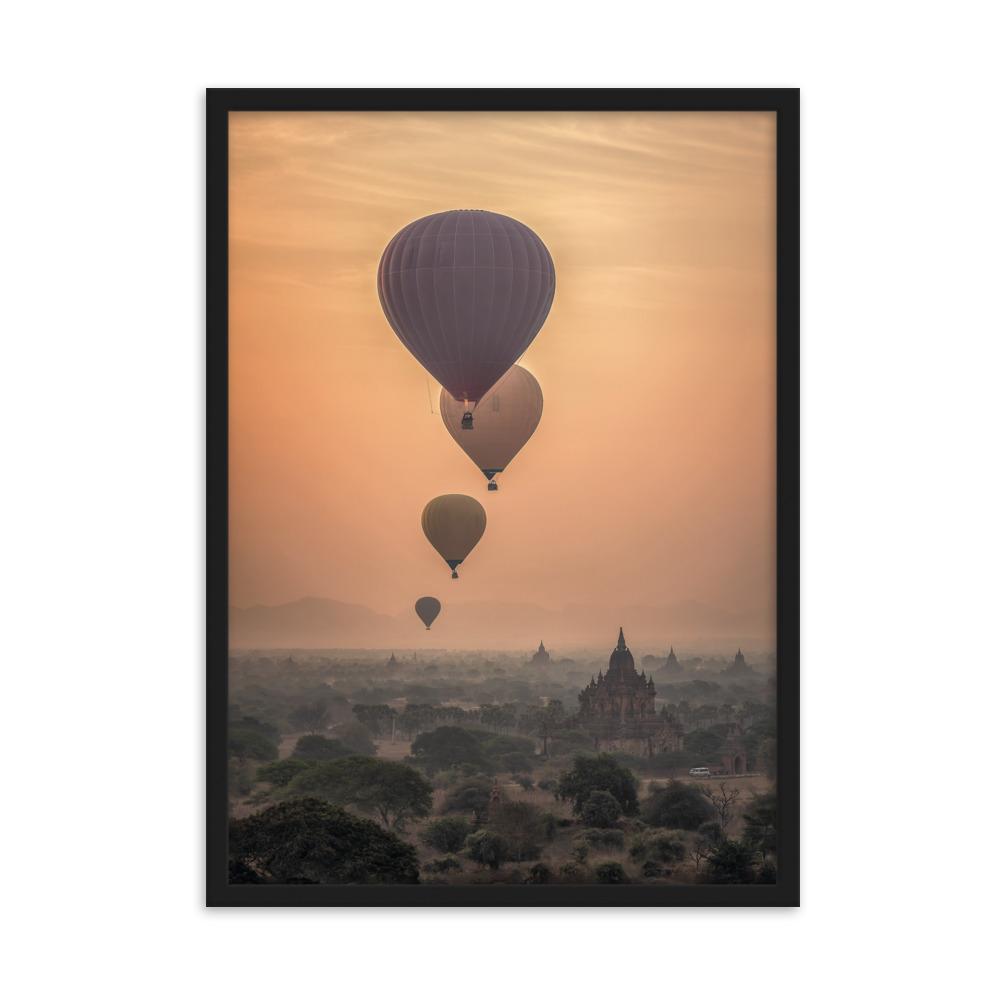 Heißluftbalons hot air balloons - Poster im Rahmen artlia Schwarz / 50×70 cm artlia