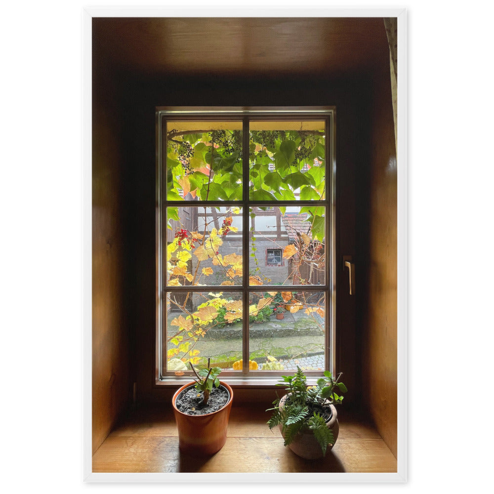 Herbstfenster Margersdorf - Poster im Rahmen Kuratoren von artlia Weiß / 61×91 cm artlia
