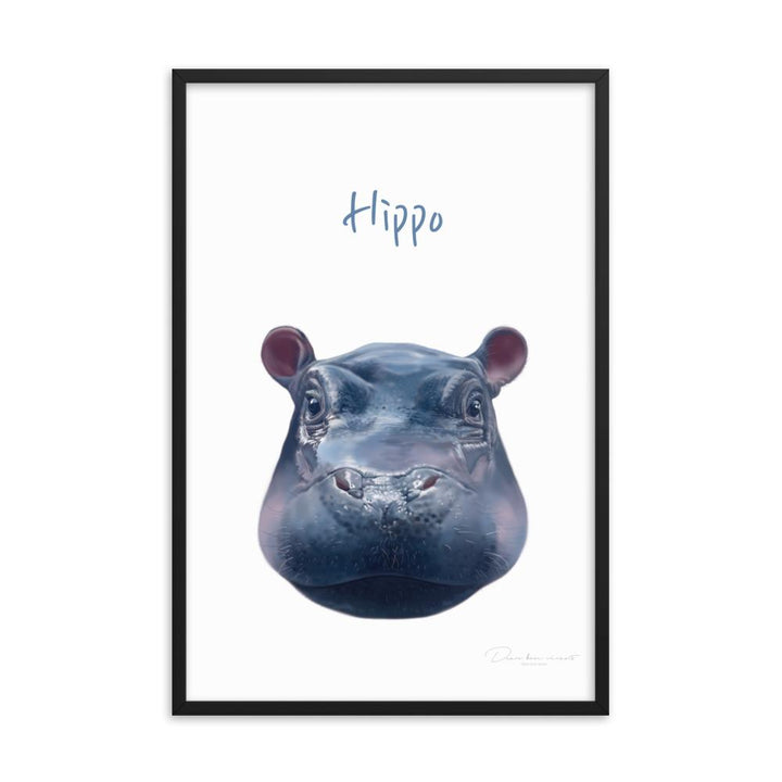 Hippo - Poster im Rahmen für Kinder dear.bon.vivant schwarz / 61x91 cm artlia