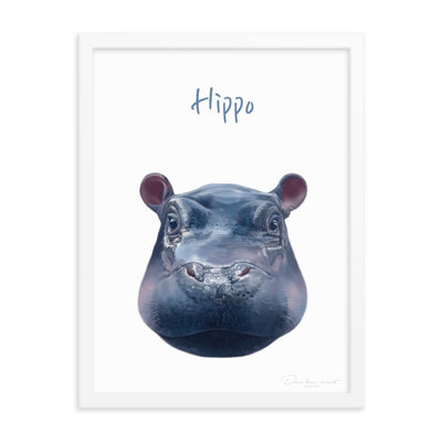 Hippo - Poster im Rahmen für Kinder dear.bon.vivant weiß / 30x41 cm artlia
