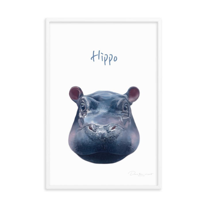 Hippo - Poster im Rahmen für Kinder dear.bon.vivant weiß / 61x91 cm artlia