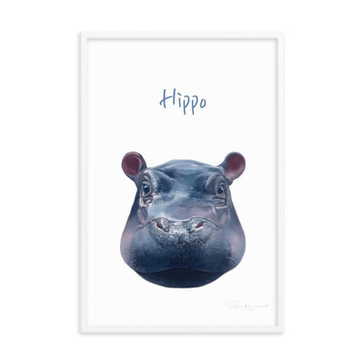 Hippo - Poster im Rahmen für Kinder dear.bon.vivant weiß / 61x91 cm artlia