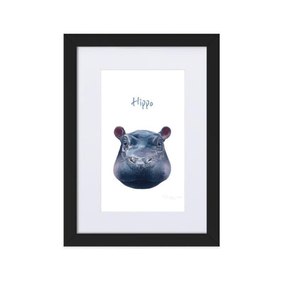 Hippo - Poster im Rahmen mit Passepartout dear.bon.vivant schwarz / 21×30 cm artlia