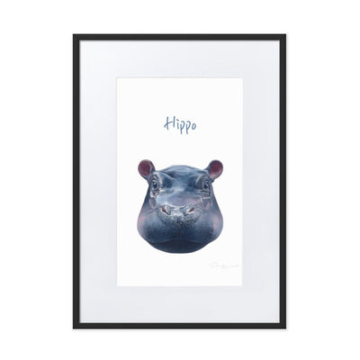 Hippo - Poster im Rahmen mit Passepartout dear.bon.vivant schwarz / 50×70 cm artlia